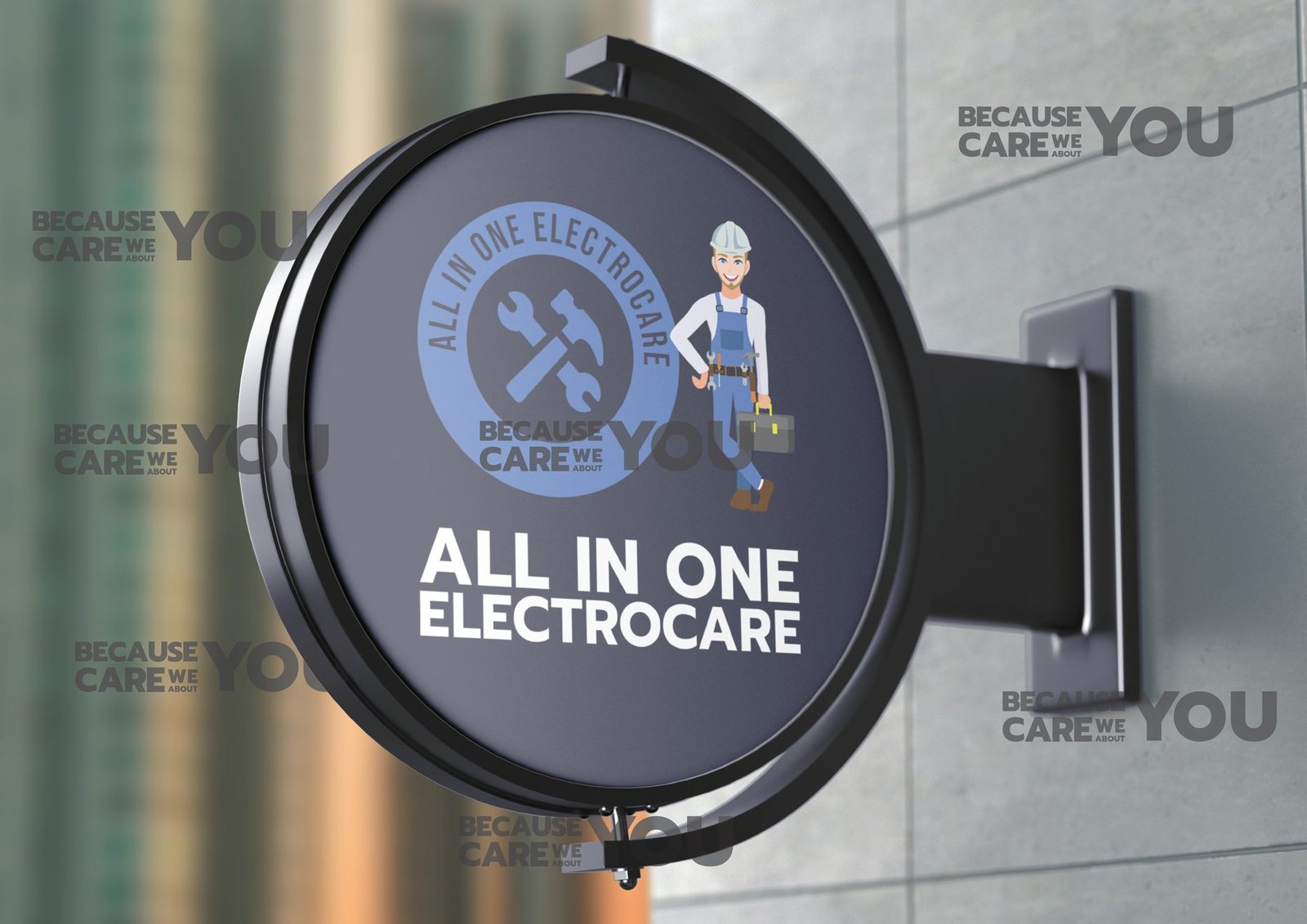 All In One Electrocare storefront signage mockup