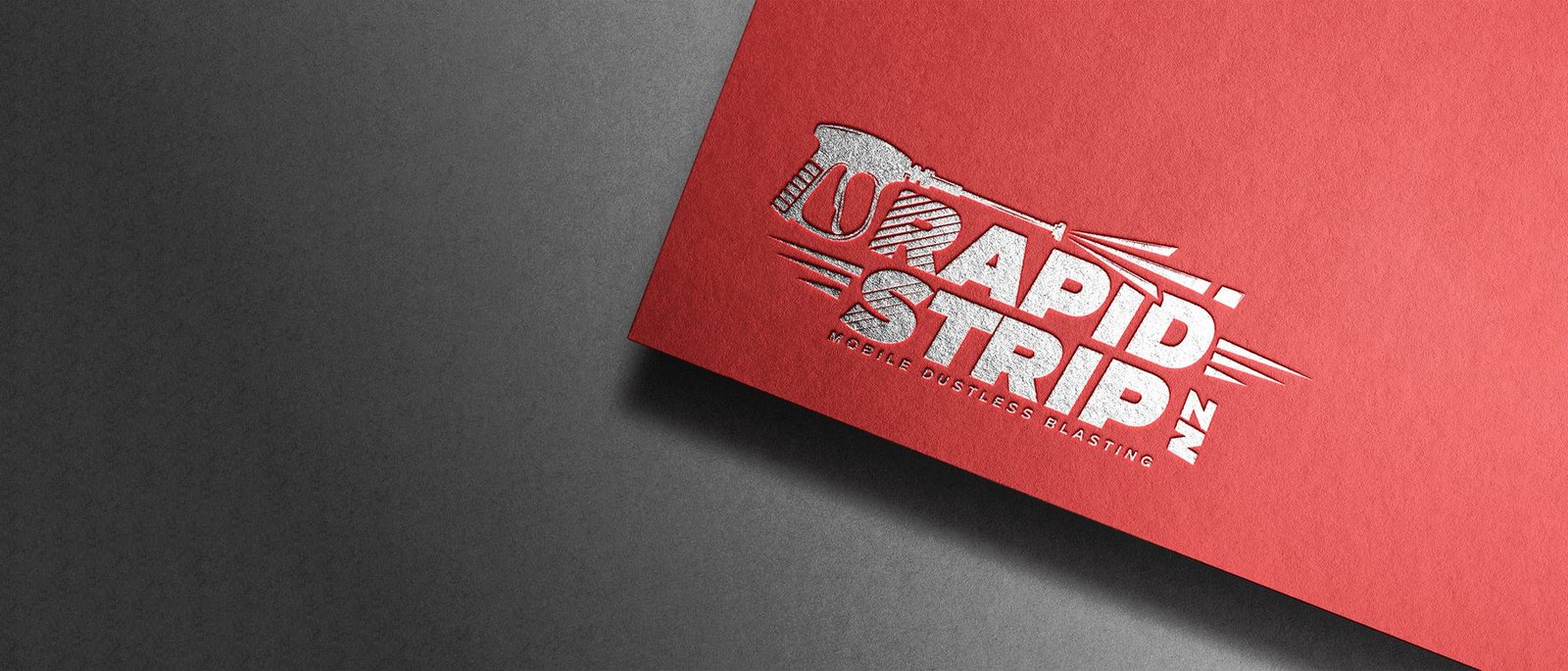 Rapid Strip NZ embossed foil-stamped card